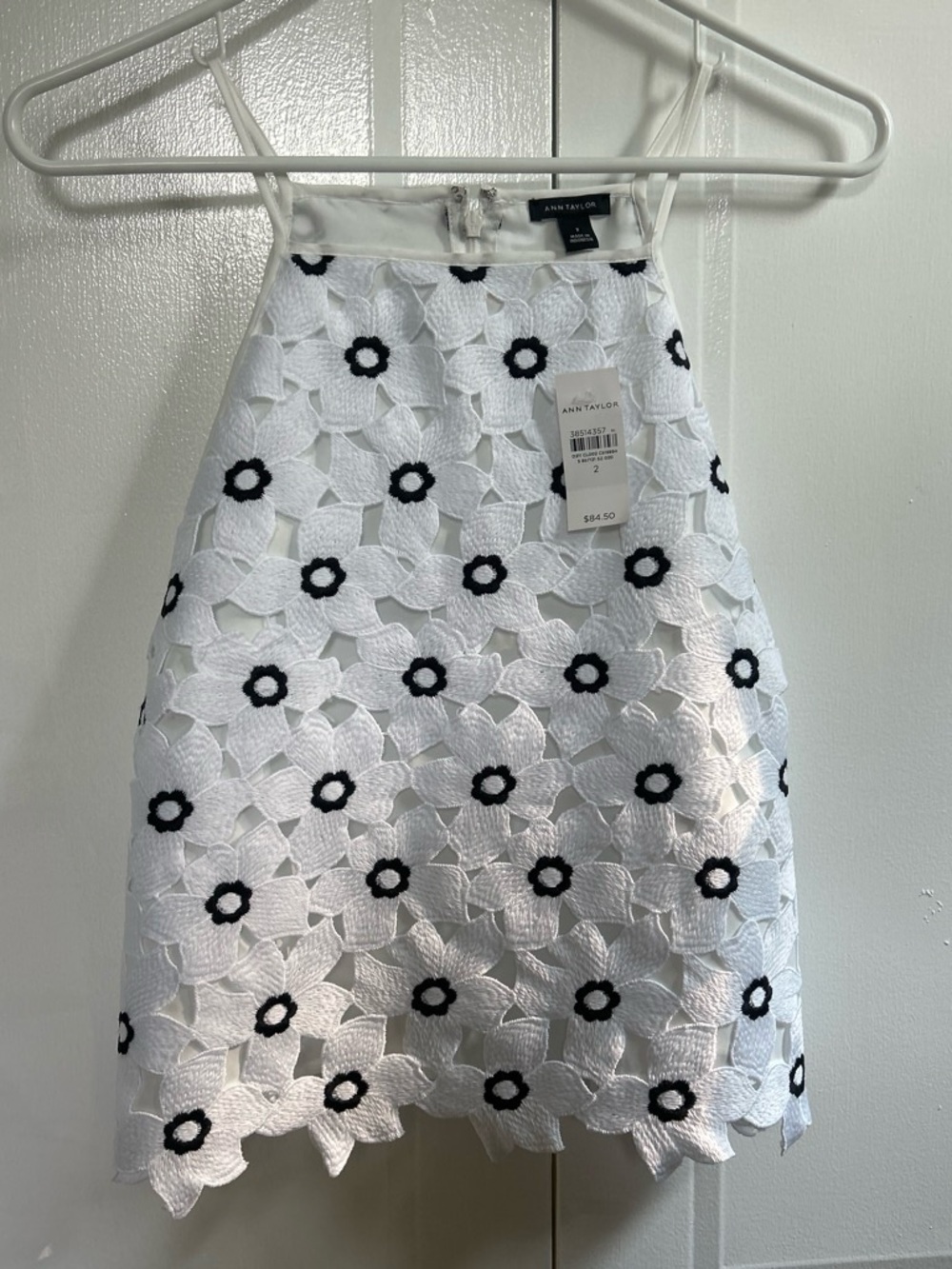 Ann Taylor White Floral Eyelet tank top
